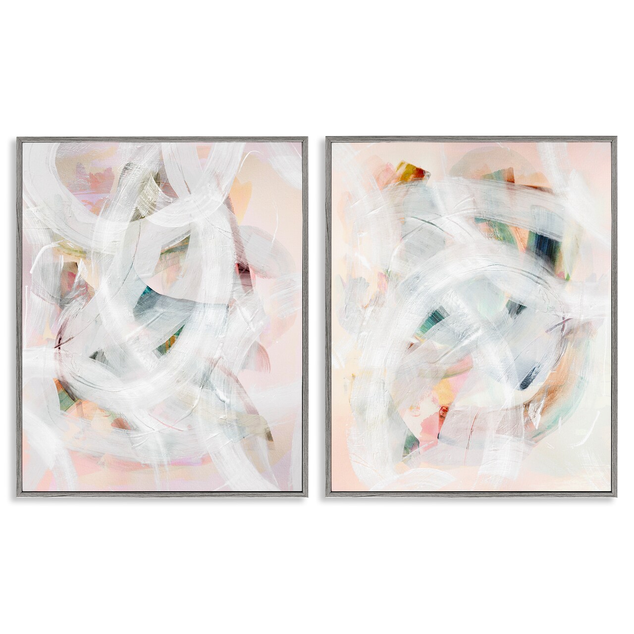 Stupell Industries Subtle & Soft Abstraction 2pc Framed Giclee Set Design by Gemma Bardot